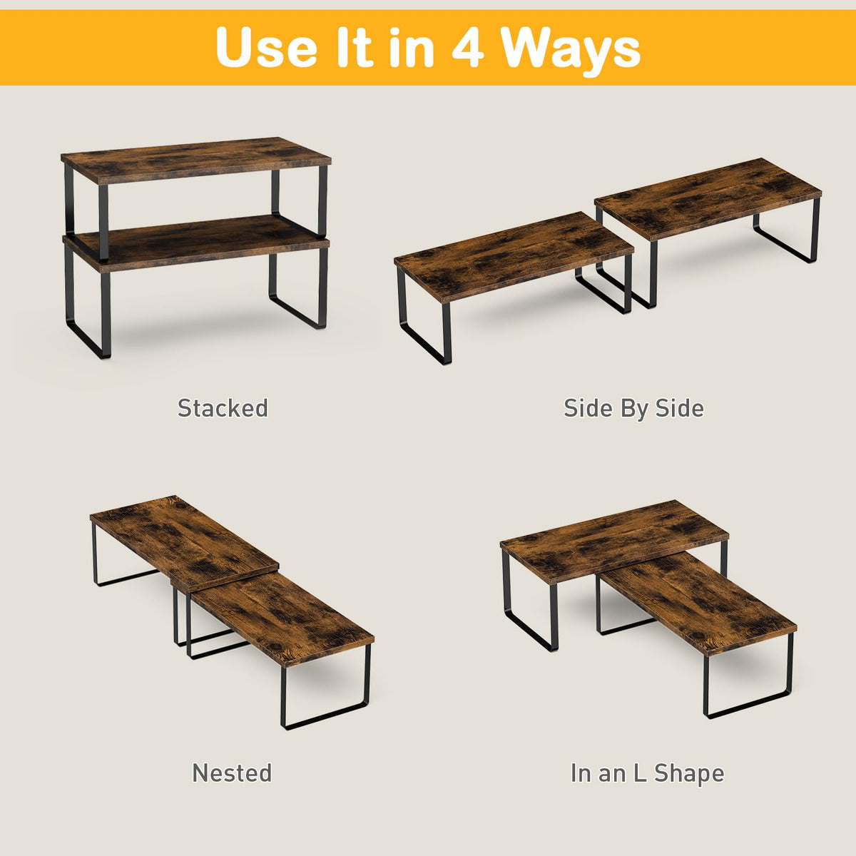 OGEMXU easy-assembly kitchen organizers ready for quick setup