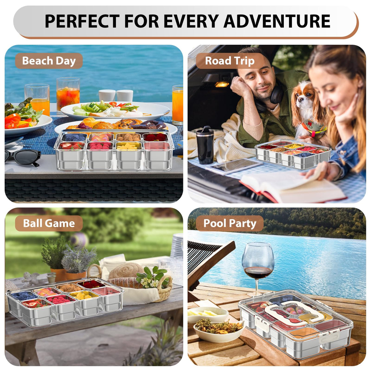 OGEMXU Snackle Box Container travel and picnic-ready setup