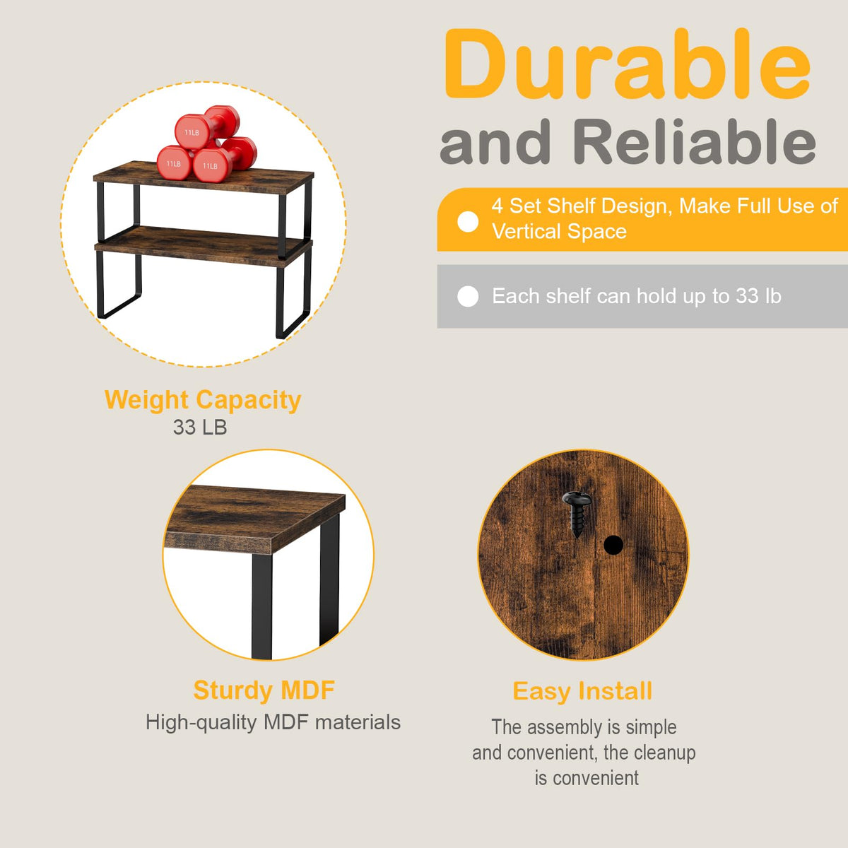 OGEMXU stackable expandable shelves maximize narrow cabinet storage