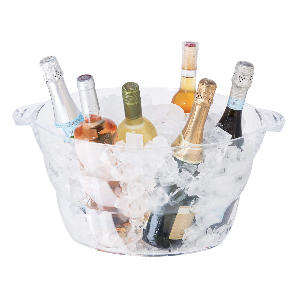 OGGI Acrylic Oval Party Tub – clear drink tub for stylish beverage display and cooling.
