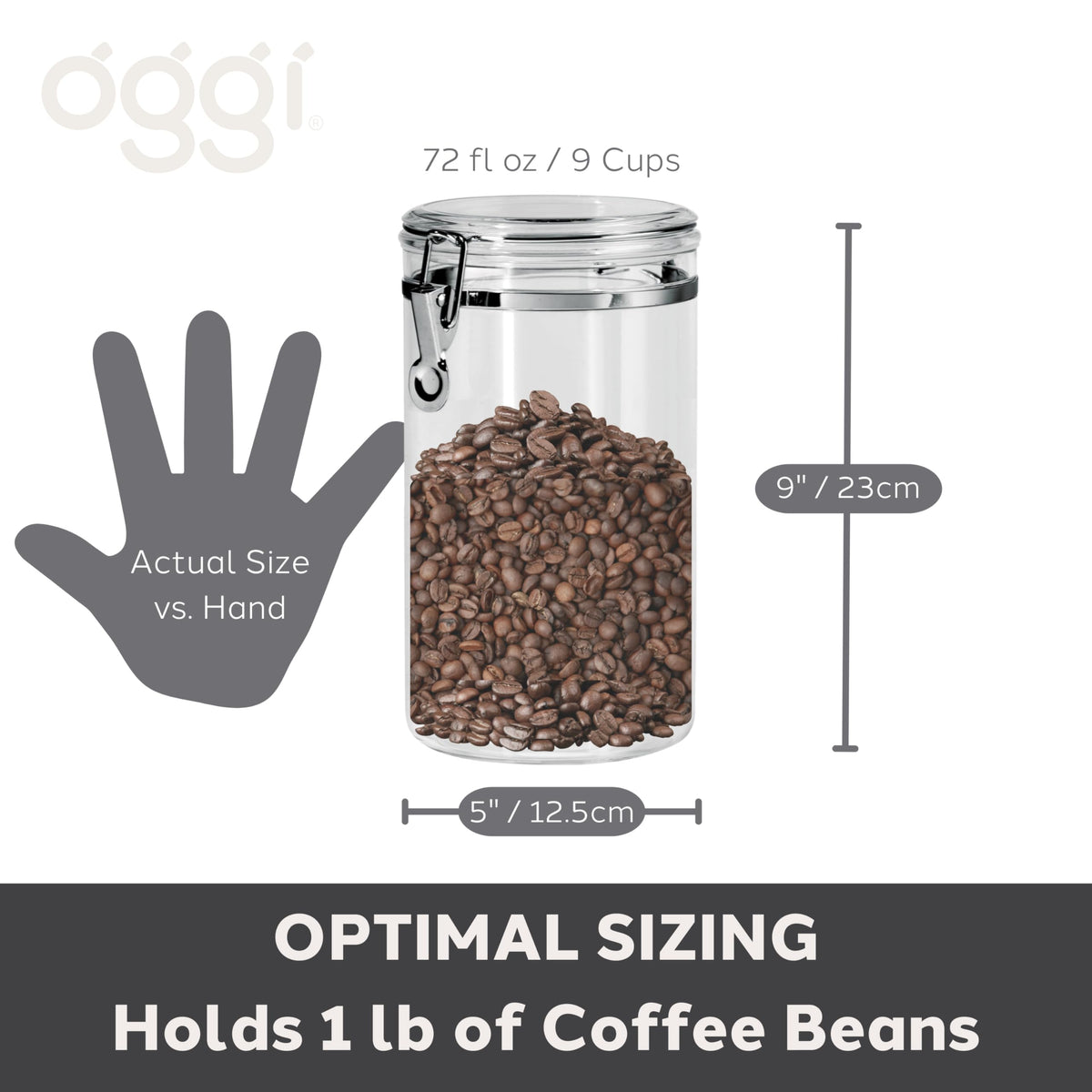 Oggi multi-use container ideal for bath salts, toys, or small items.