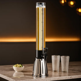 OGGI Beer Tower ice tube centers drinks and keeps contents cool during gatherings