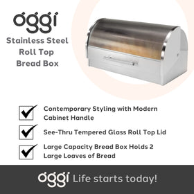 Oggi bread box doubles as medication storage for tidy counter organization.