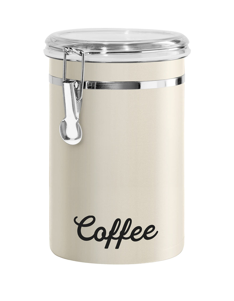Oggi front view coffee canister with 62 oz capacity for beans or grounds.