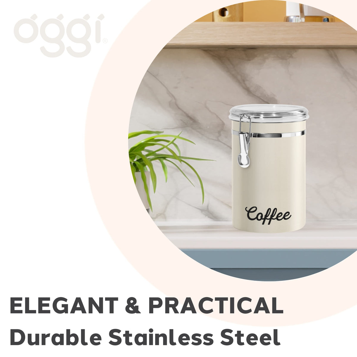 Oggi in pantry demonstrates compact storage that protects beans from moisture.