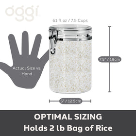 Oggi durable clear body and lid for everyday food storage and easy cleaning.