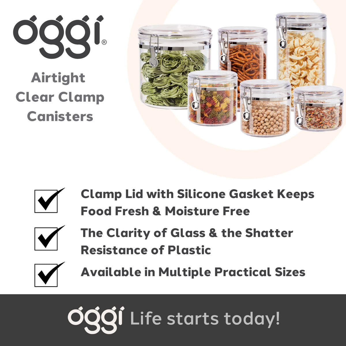 Oggi easy-to-clean storage canister ideal for decluttering the kitchen and counter space.