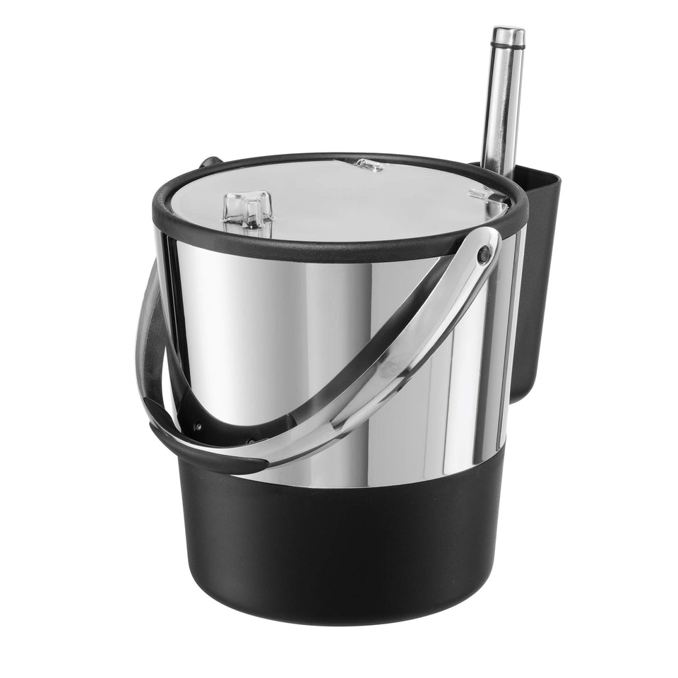 Oggi insulated ice bucket lid view with clear acrylic flip top for easy ice visibility.