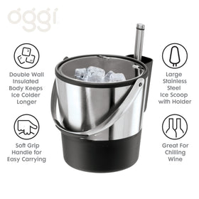 Oggi insulated ice bucket with swivel carry handle.