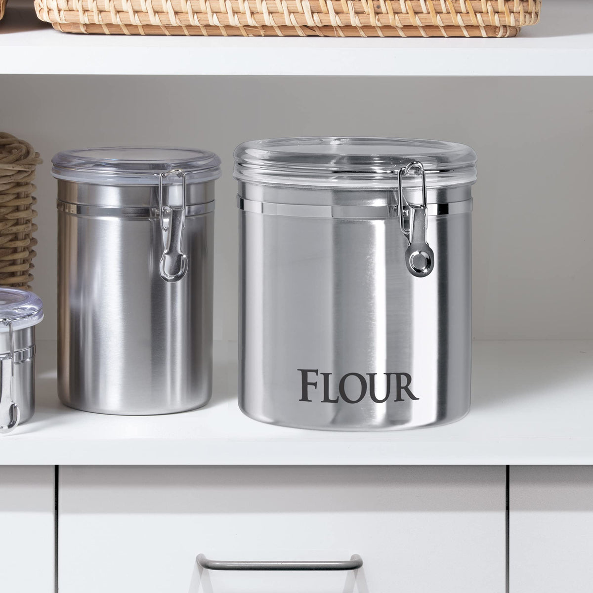Oggi jumbo stainless steel canister with see-through top for quick content checks