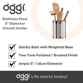 Oggi kitchen organizer on the countertop keeps tools organized and within reach.