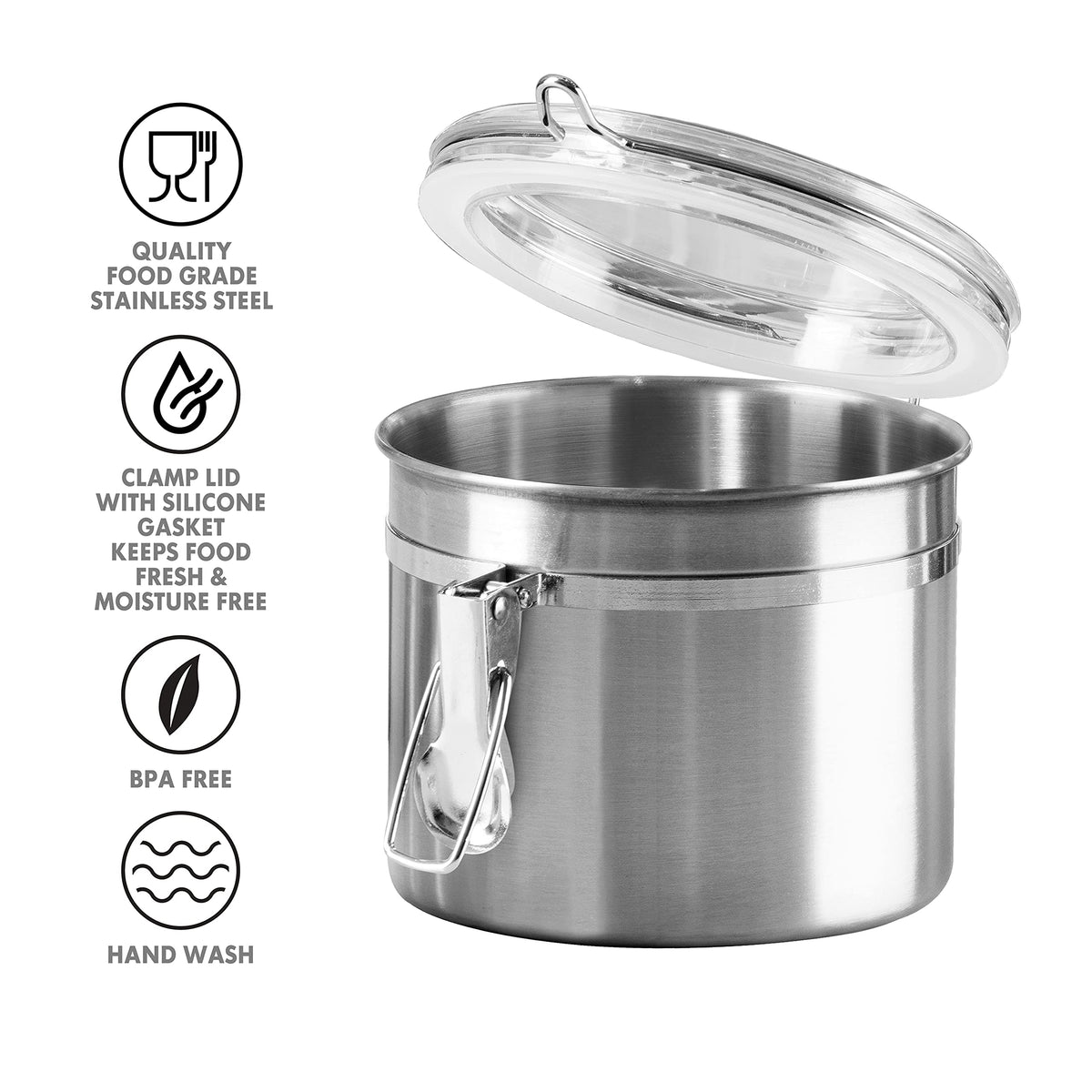 Oggi kitchen storage canister helps organize flour sugar tea and coffee.