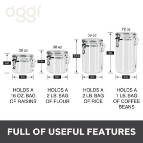 Oggi neatly organized pantry shelf demonstrates clutter-free storage.