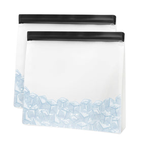 Oggi reusable ice bags set of 2 closed with airtight seal for fresh ice.