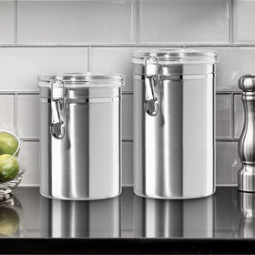 OGGI canister with clear see-thru top for easy content checks.