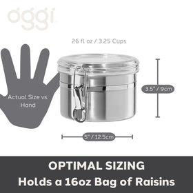 Oggi durable steel canister suitable for nuts pasta and snacks.