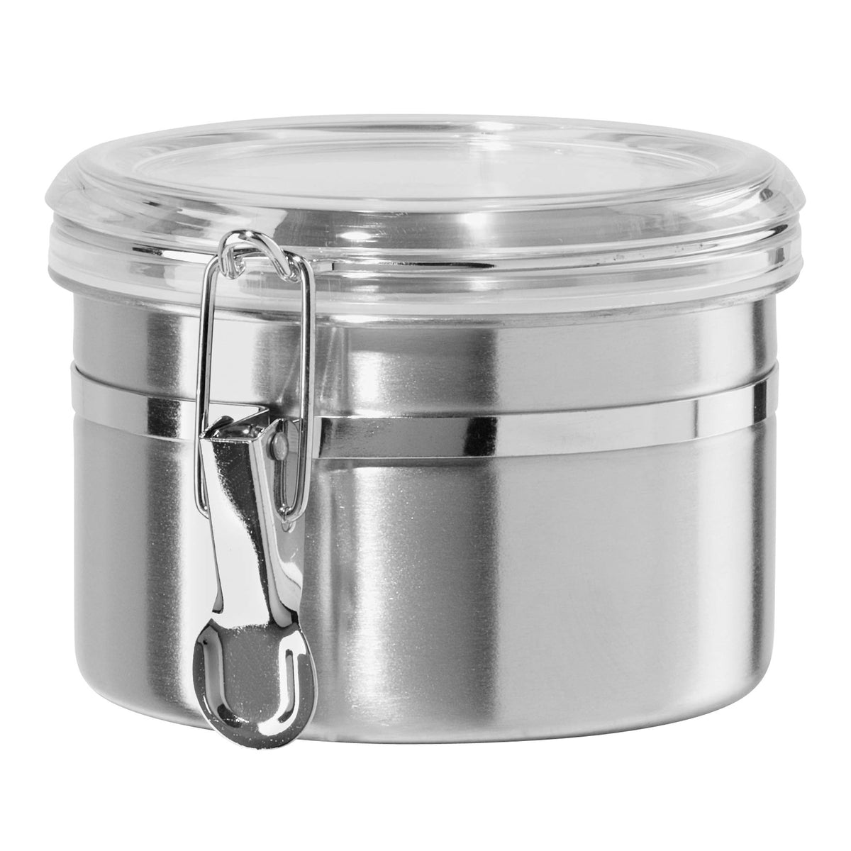 Oggi 26 oz stainless steel canister with airtight clamp lid for fresh pantry storage.