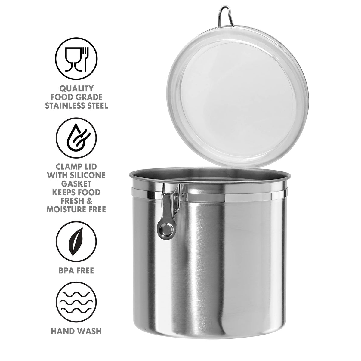 Oggi canister with see-through lid reveals contents for quick identification.