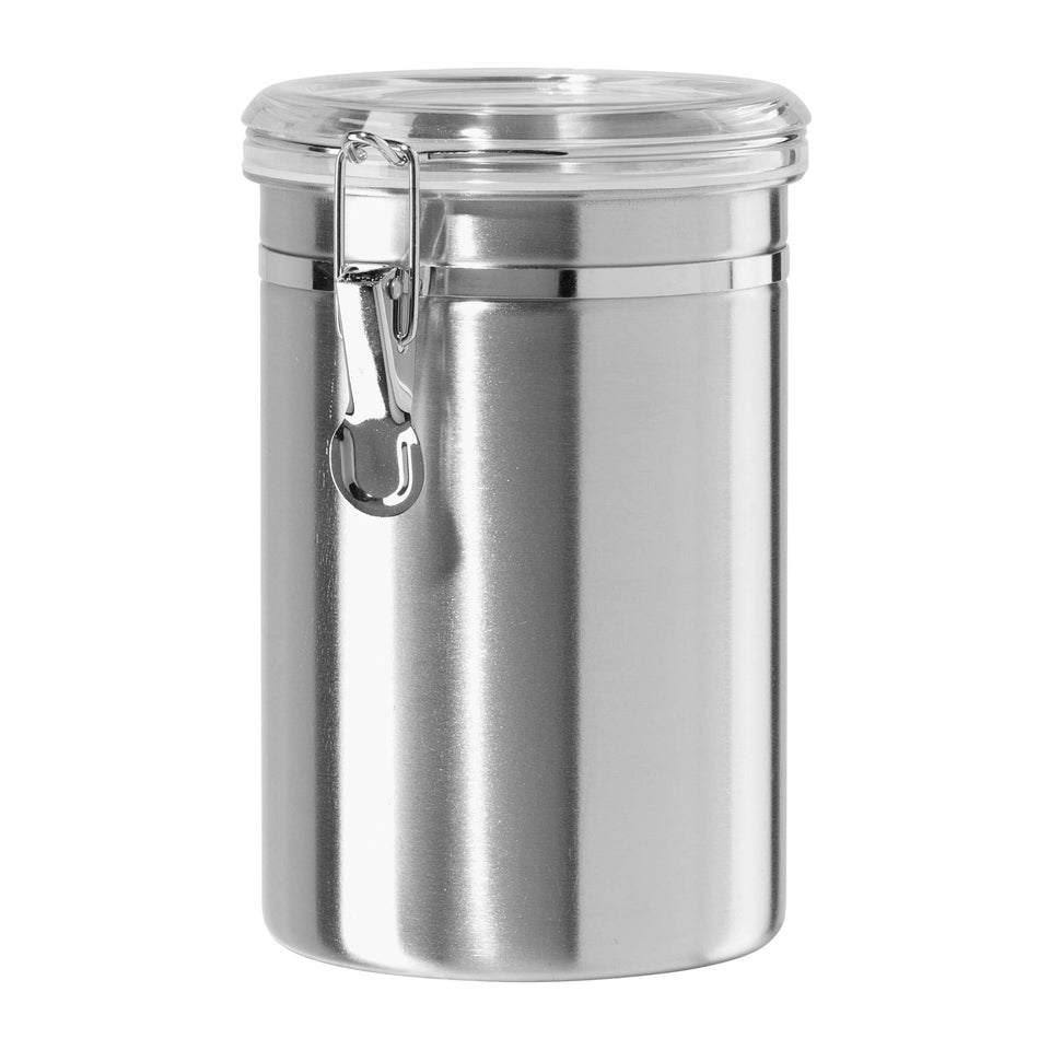 OGGI 62 oz canister with airtight clamp lid keeps pantry staples fresh and visible.