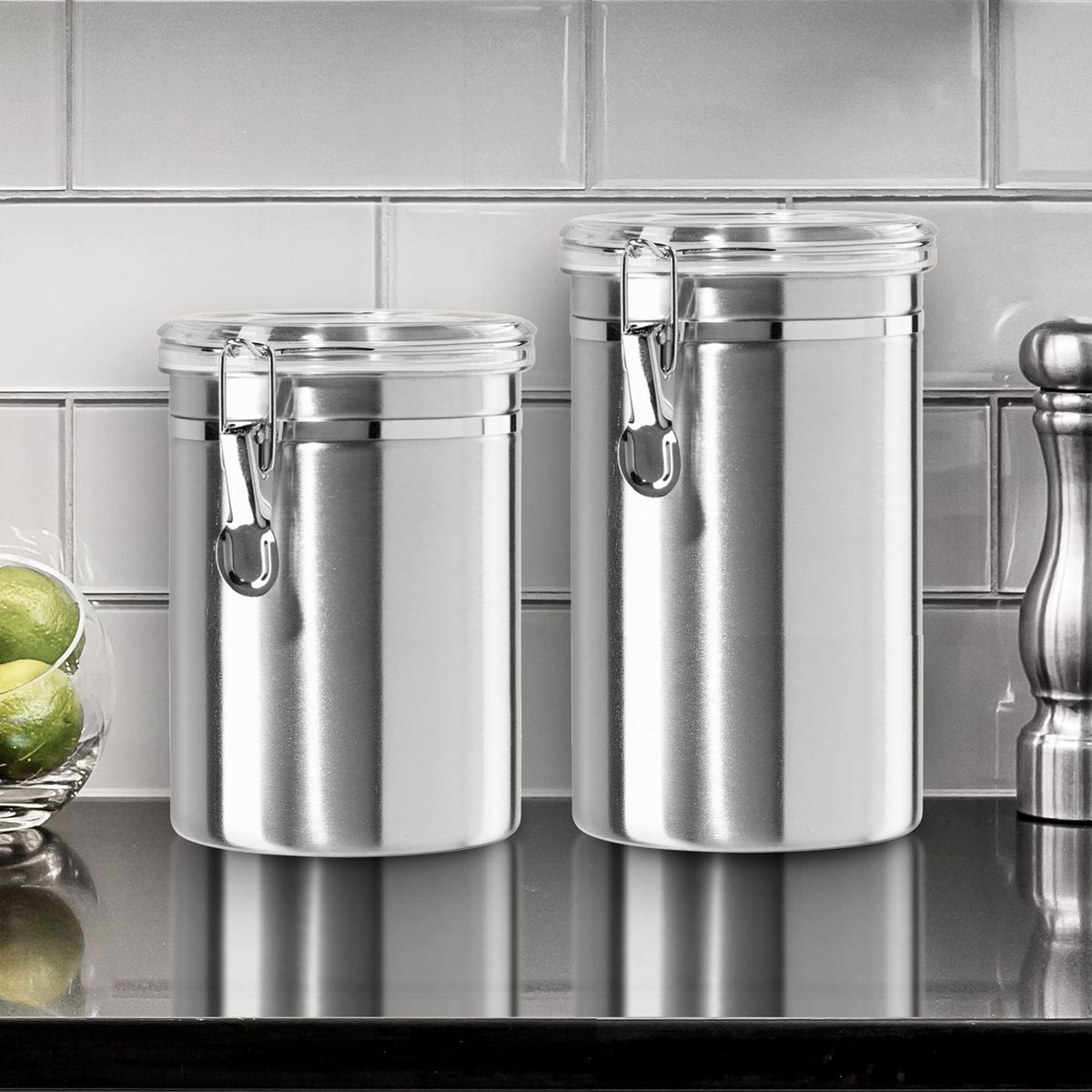OGGI canister with see-through top lets you view contents at a glance.