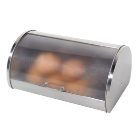 Oggi bread box with frosted lid keeps loaves fresh on the counter.