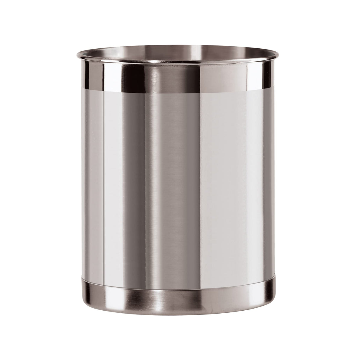 Oggi stainless steel utensil holder with a 5-inch opening for easy access to spatulas and ladles.