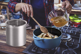 Oggi sturdy stainless steel construction complements any kitchen counter.
