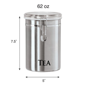 Close-up of Oggi airtight clamp lid sealing tea safely.