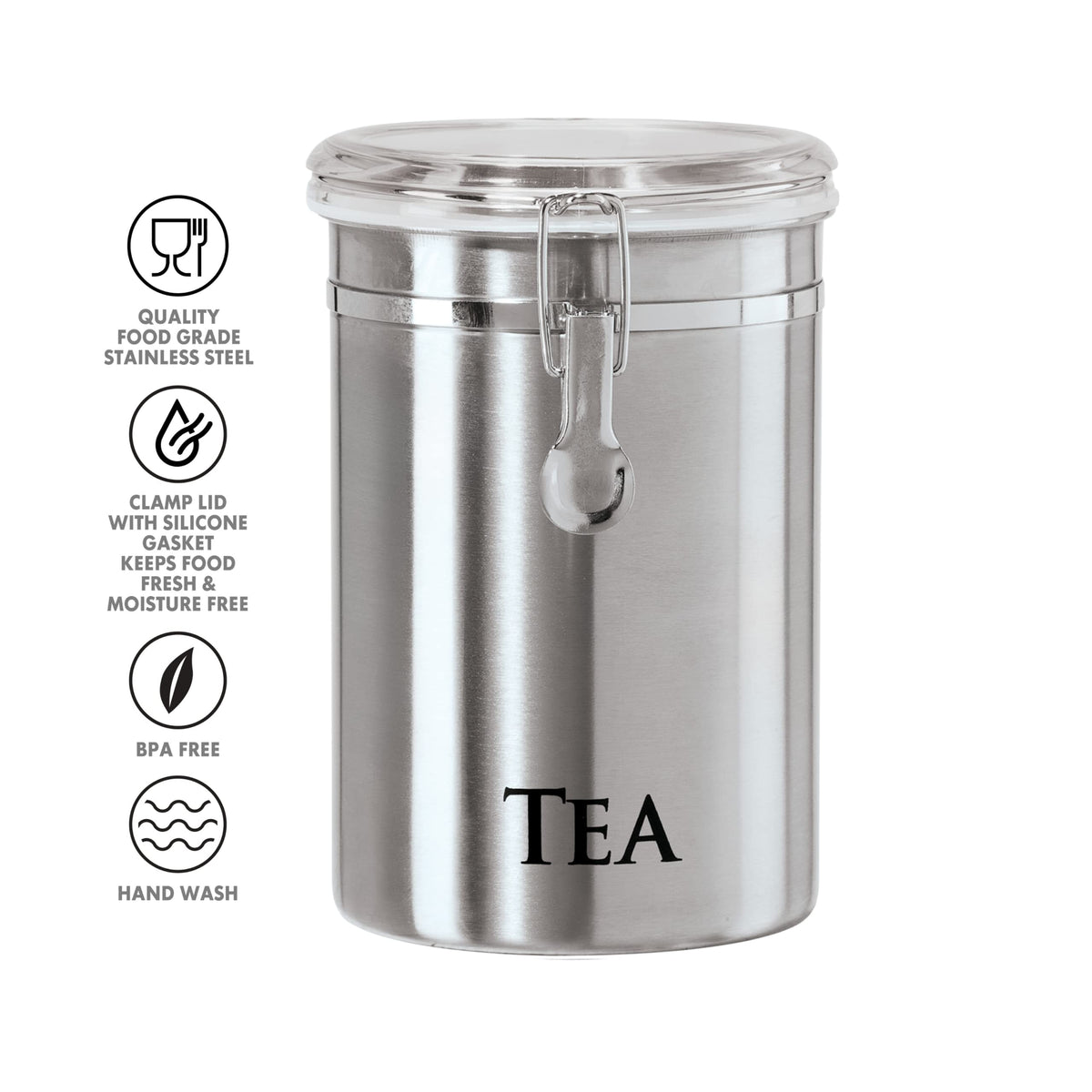 Oggi tea canister see-through top showing contents at a glance.