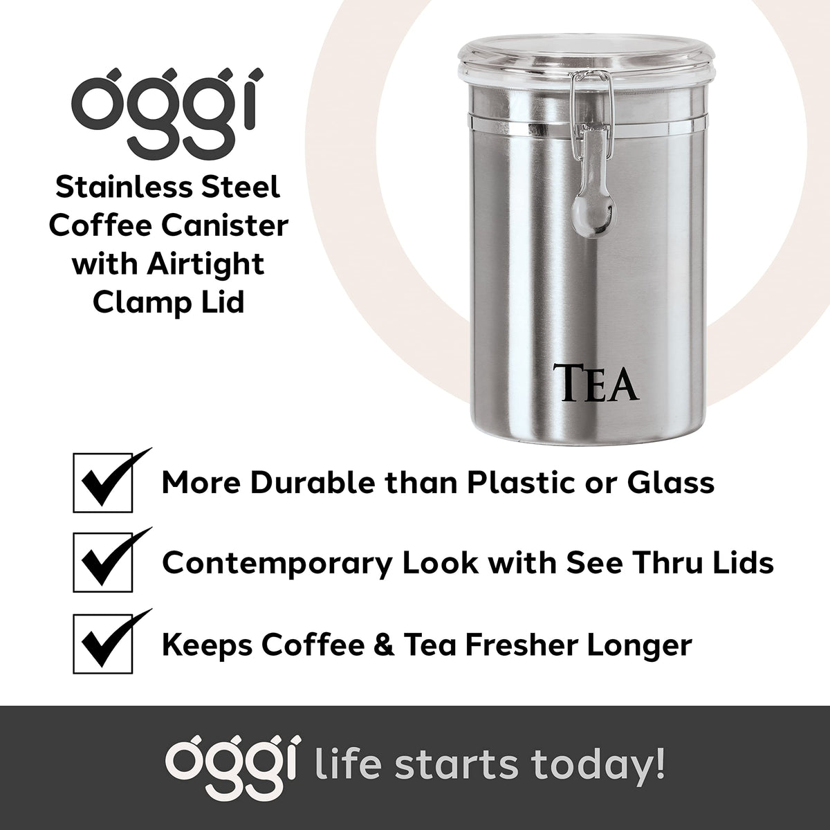 Oggi 62oz storage suitable for tea bags or loose tea.