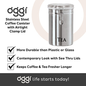 Oggi 62oz storage suitable for tea bags or loose tea.