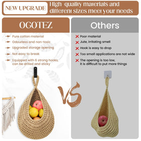 OGOTEZ three-pack cotton baskets offer durable, breathable kitchen storage