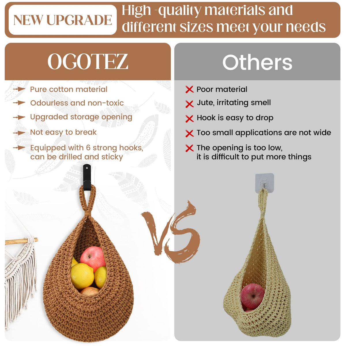 OGOTEZ three-basket wall set with hooks saves space