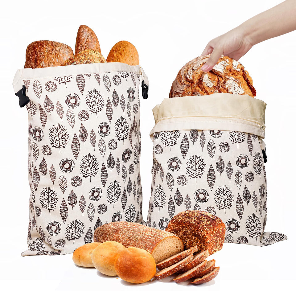 OHIYO beeswax bread bag close-up shows natural lining for freshness.