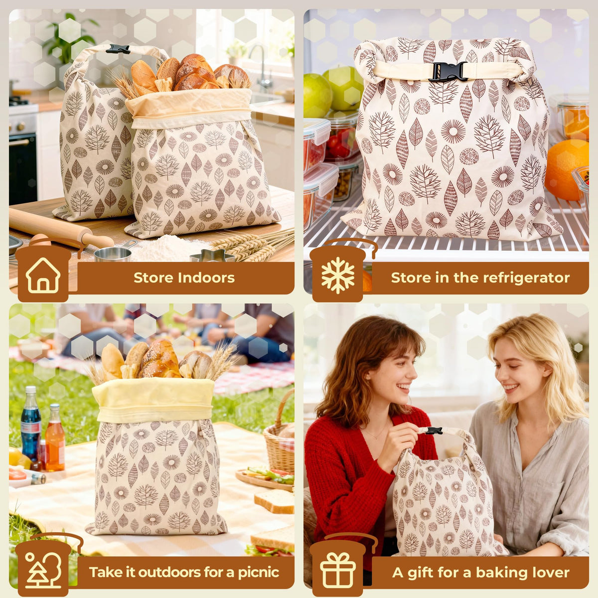 OHIYO reusable cotton bag highlights durable materials for eco-friendly kitchen storage.