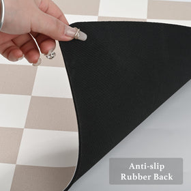 Ohocut beige 16x24 checkered drying mat blends with countertops.