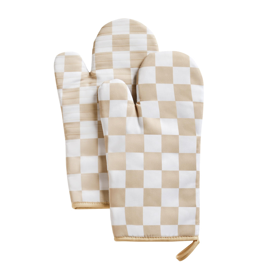 Ohocut beige oven mitt front view with non-slip grip for secure hot-pot handling.