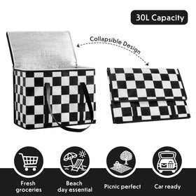 Ohocut Checkered insulated bag in black and white, ideal for delivery.