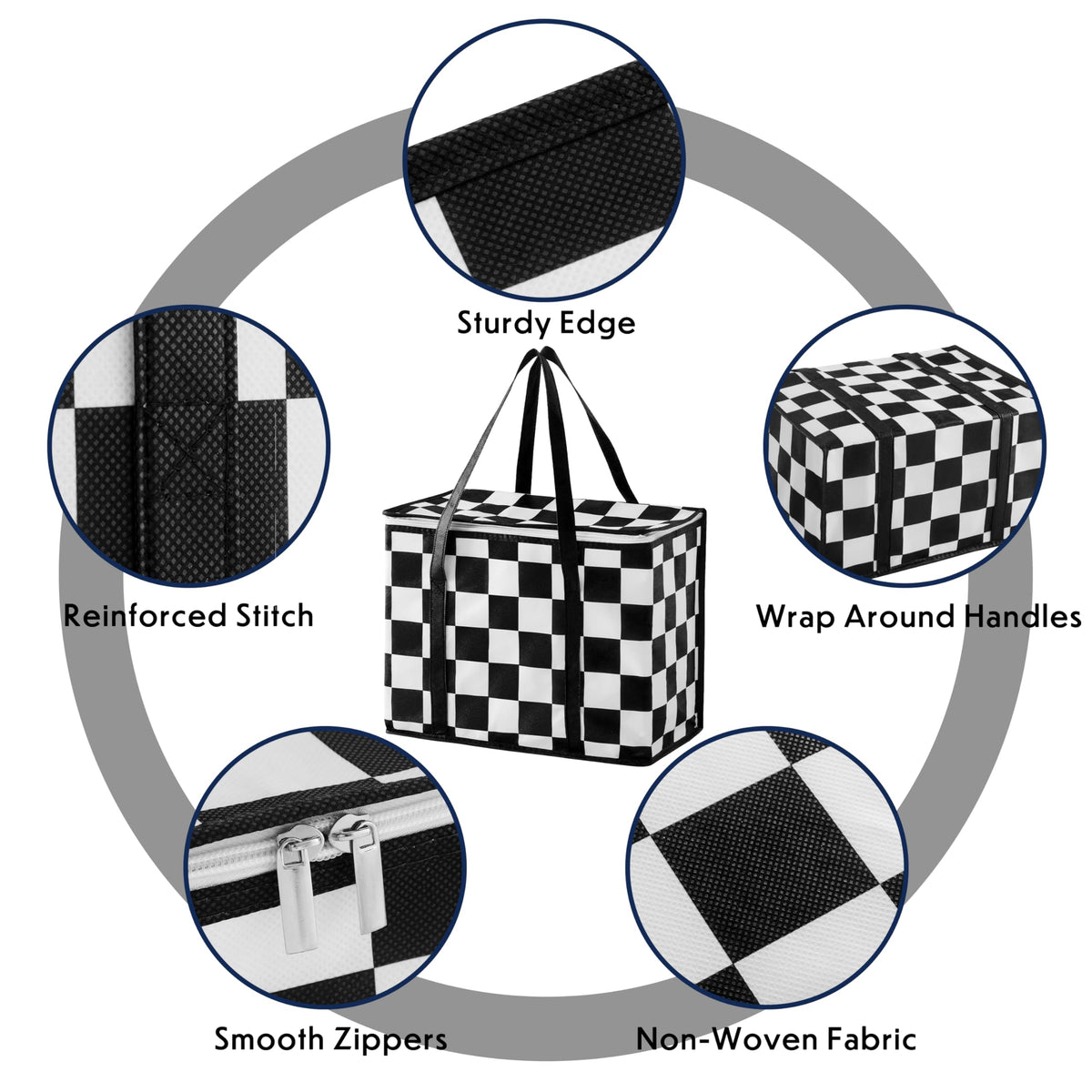Ohocut Checkered insulated bag folded flat for compact storage.