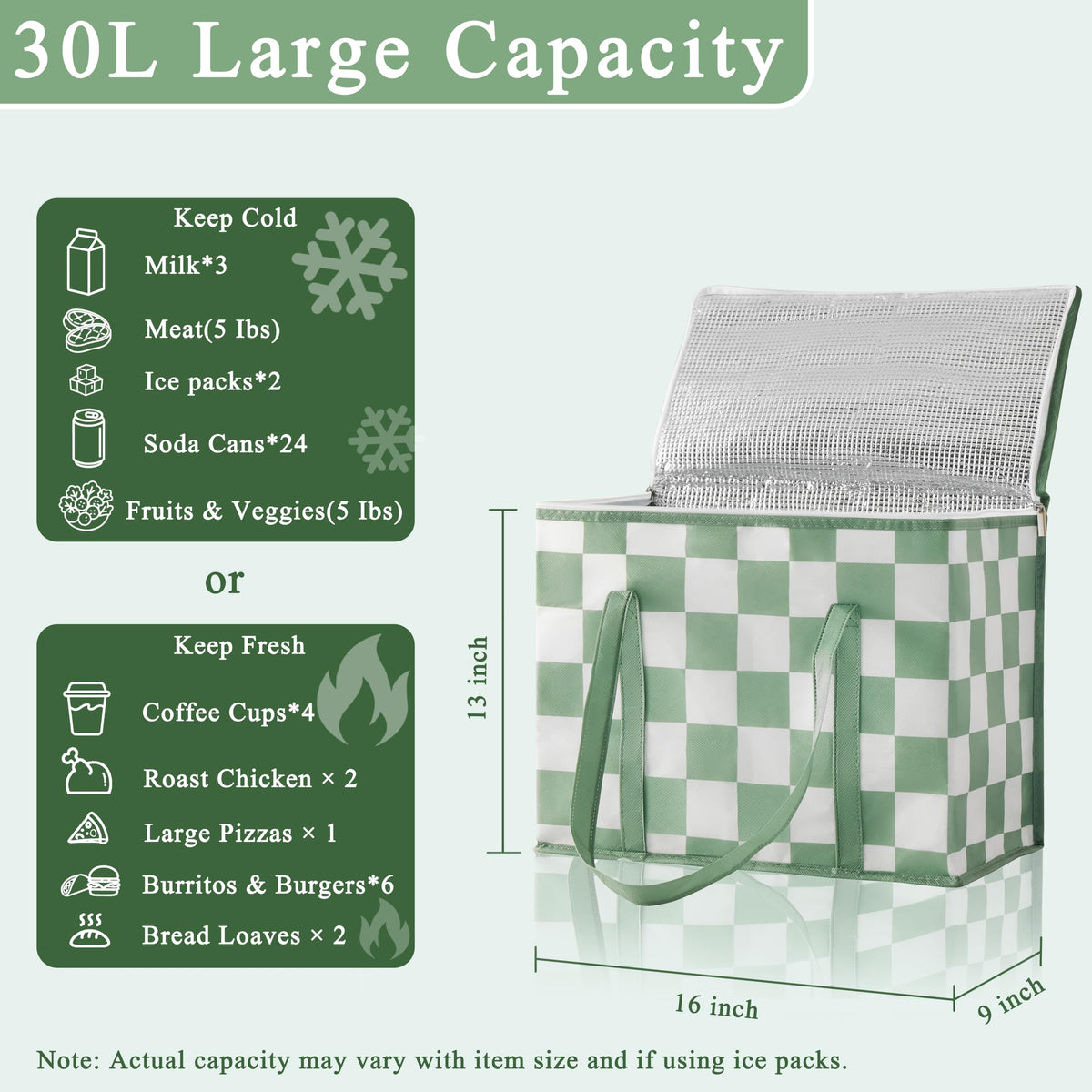Ohocut Sage Green Checkered cooler bag packaging and branding for eco friendly shopping