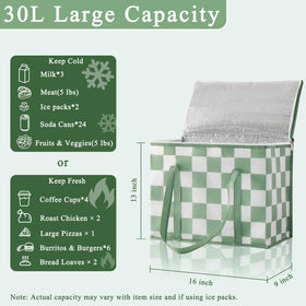 Ohocut Sage Green Checkered cooler bag packaging and branding for eco friendly shopping