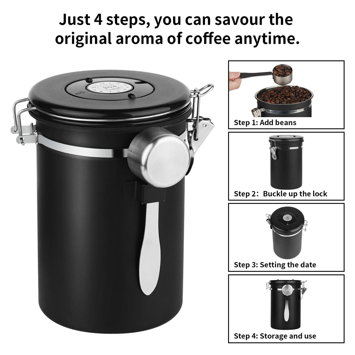 Ohtomber canister on a modern kitchen counter