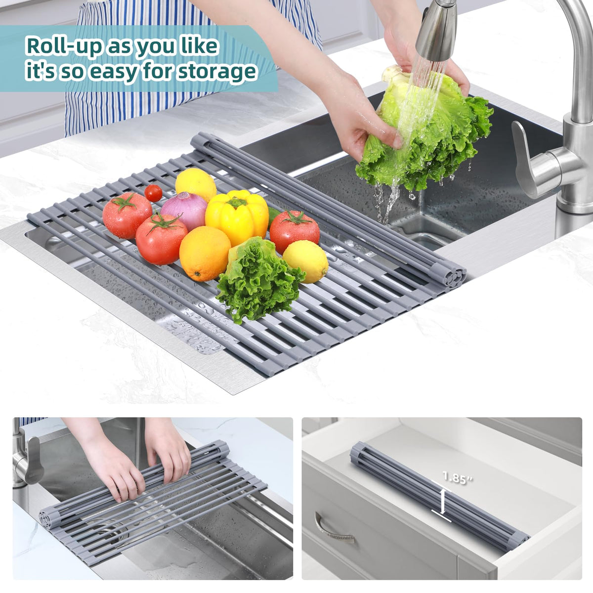 Ohuhu 17.6 by 15.4 inch footprint fits many sinks.