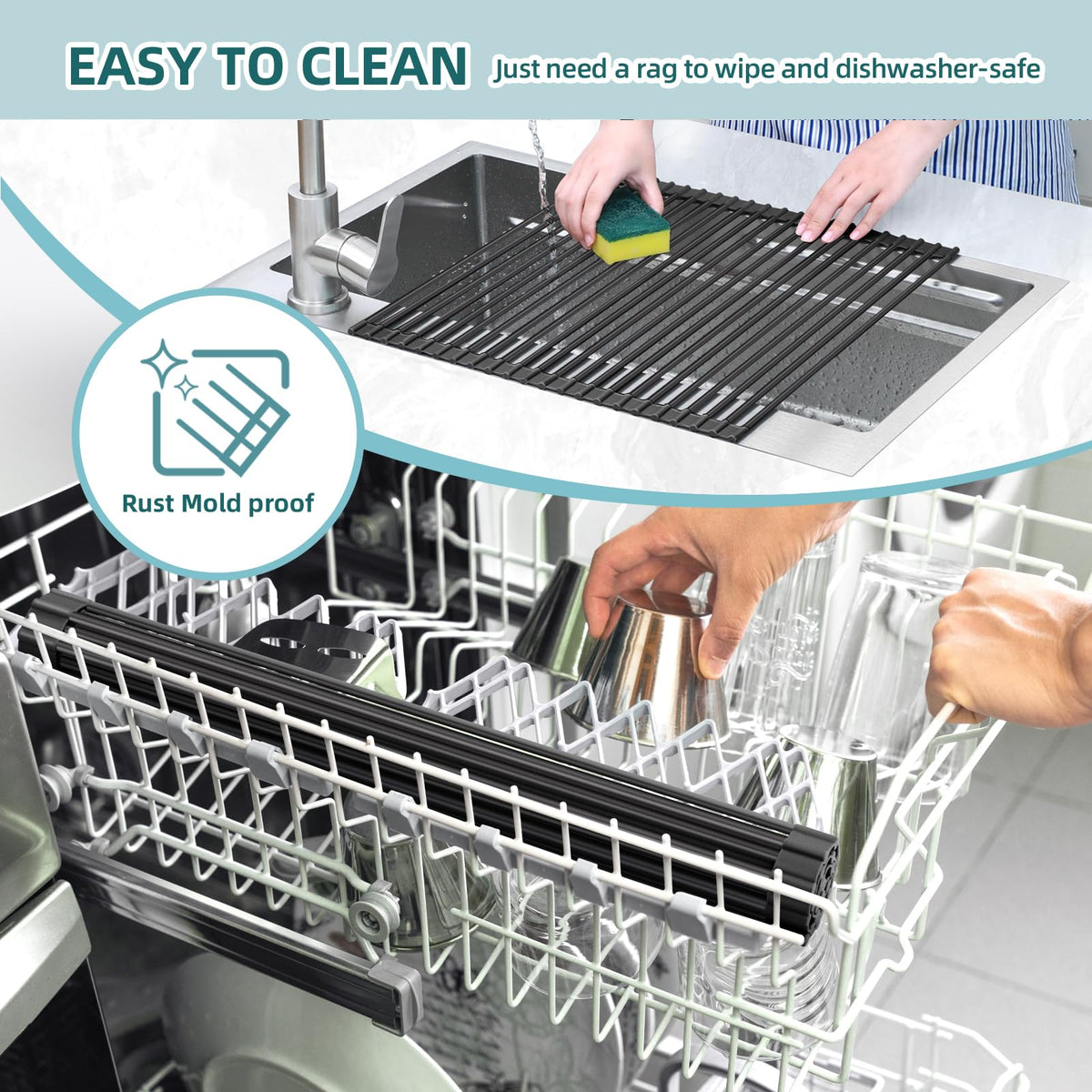 Ohuhu BPA free dish drying rack multiuse for bottles and produce