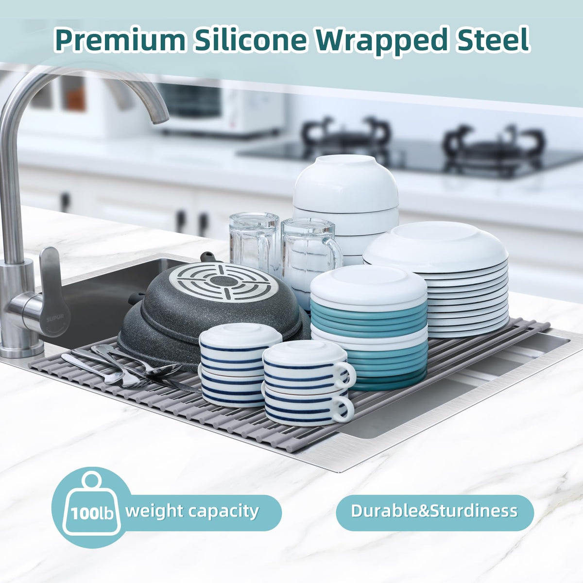 Ohuhu BPA-free drying mat designed for safe kitchen use.