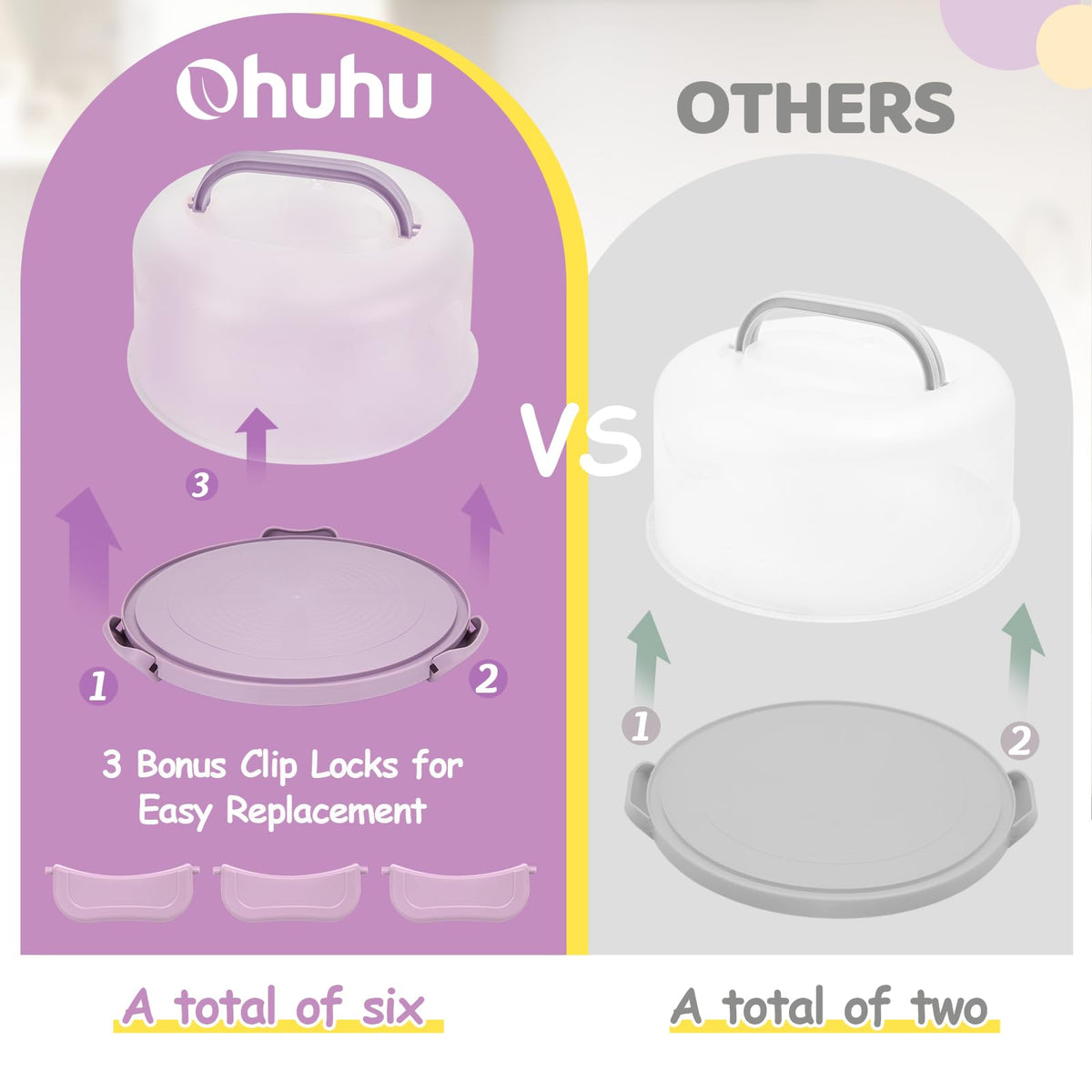 Ohuhu cake holder anti slip base prevents slips during movement