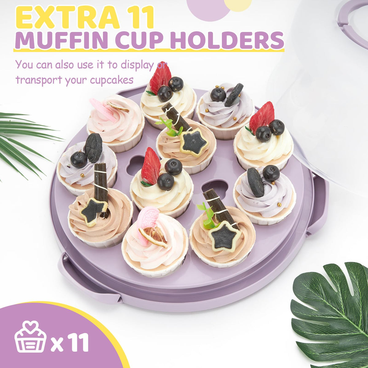 Ohuhu cake holder locking clips keep lid tight for spill-free transport