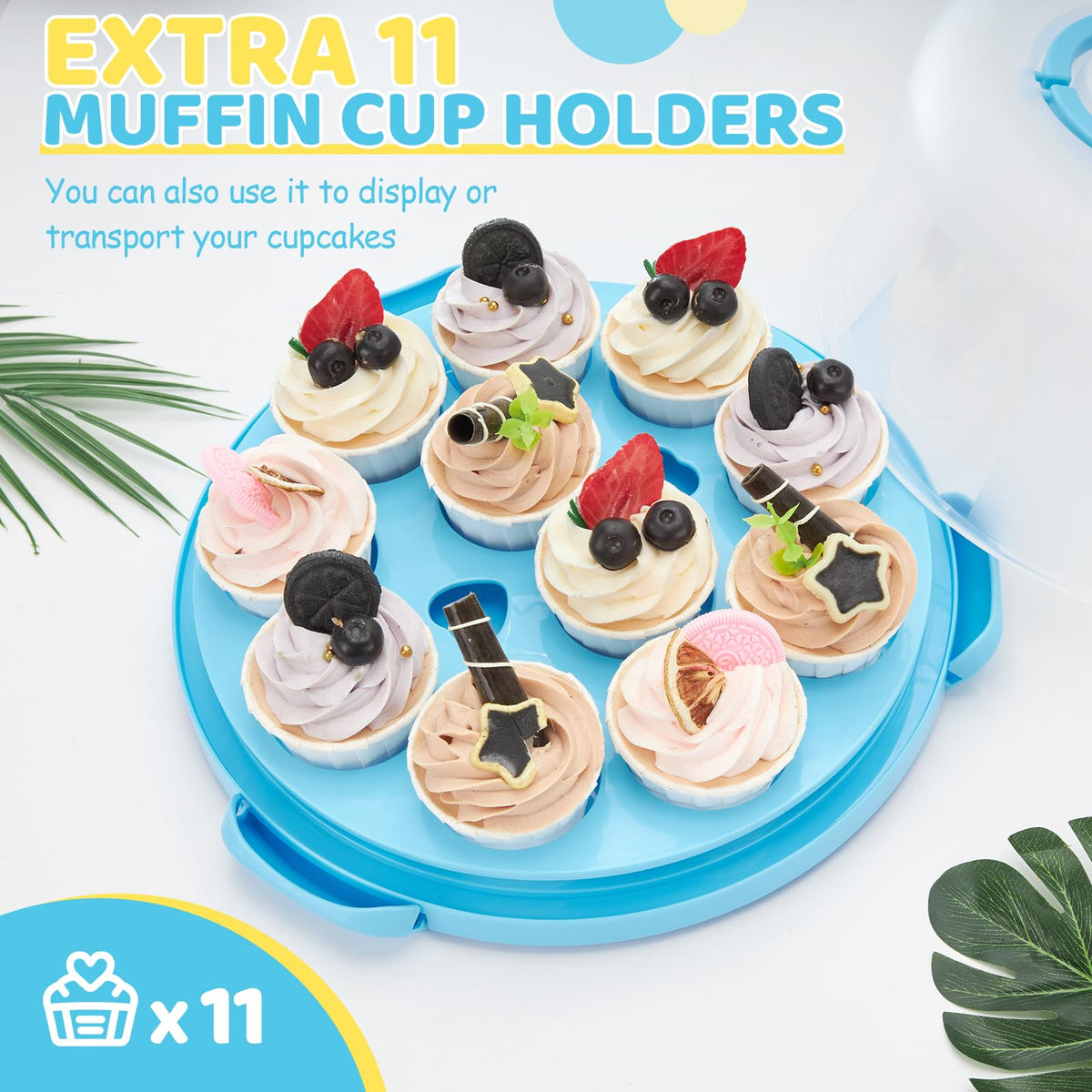 Ohuhu 10-inch cake tray fits standard round cakes.