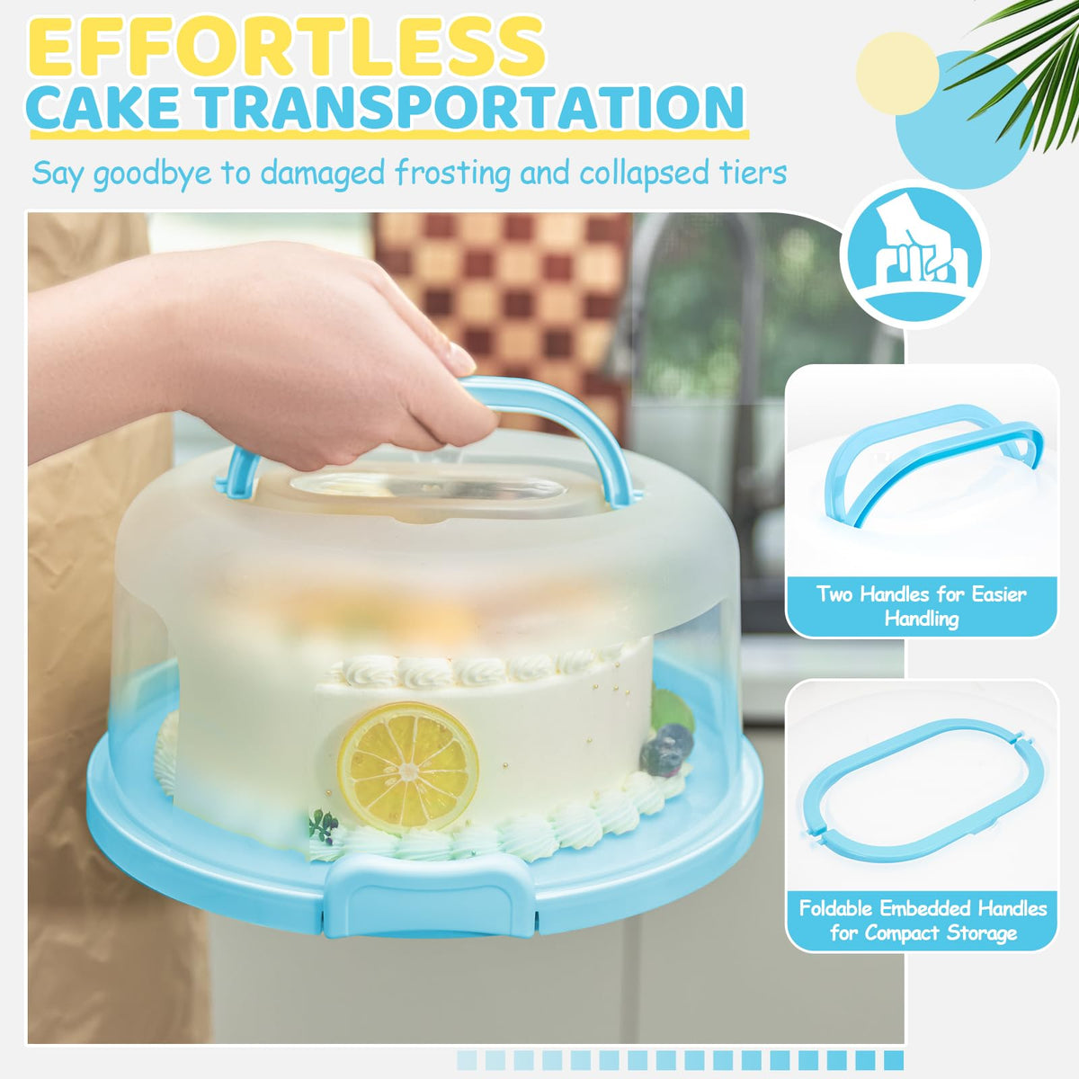 Ohuhu double-handle cake stand for secure carrying of desserts.