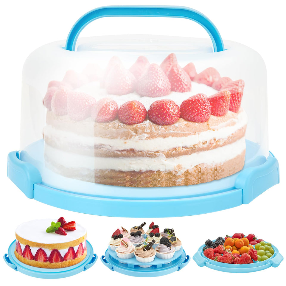 Ohuhu cake stand with lid and handles, easy transport of cakes.